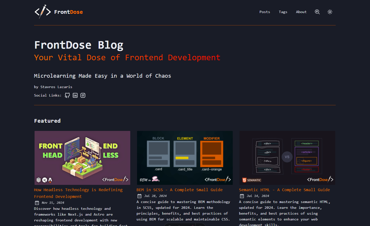 Lazaris Projects - FrontDose Blog